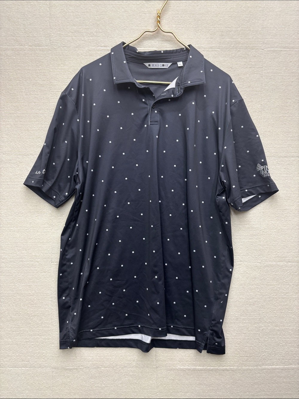 Black Clover XXL Men’s Black Polo with Micro Dot Print